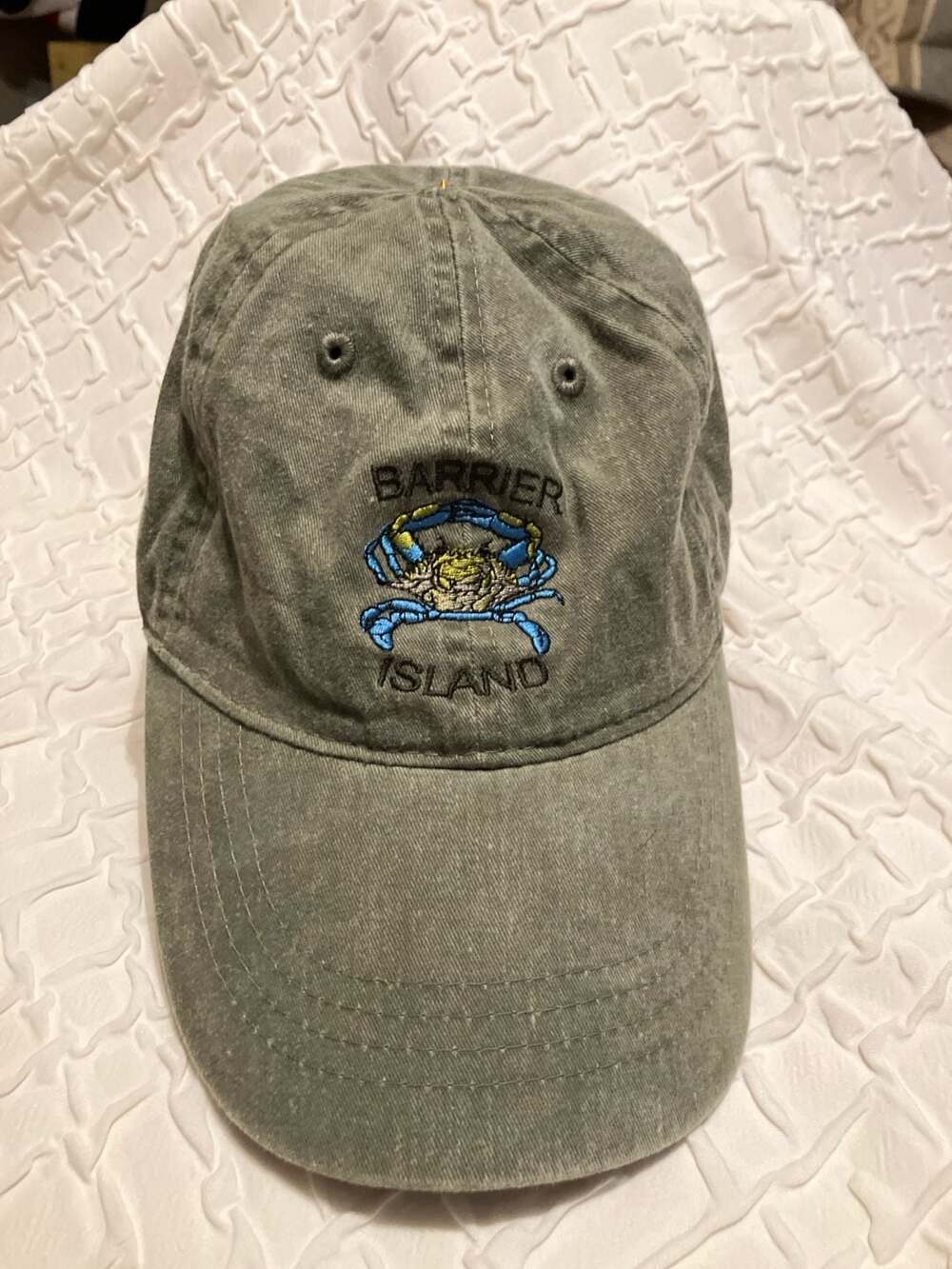 OTTO Barrier Island Blue Crab Embroidered Cotton Dad Hat Cap Green